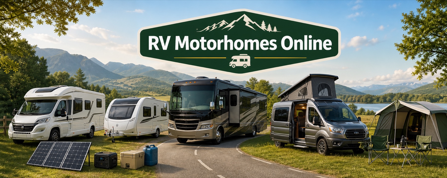 RV Motorhomes Online with caravans, motorhomes, RVs, campervans, tents, solar panels and touring accessories